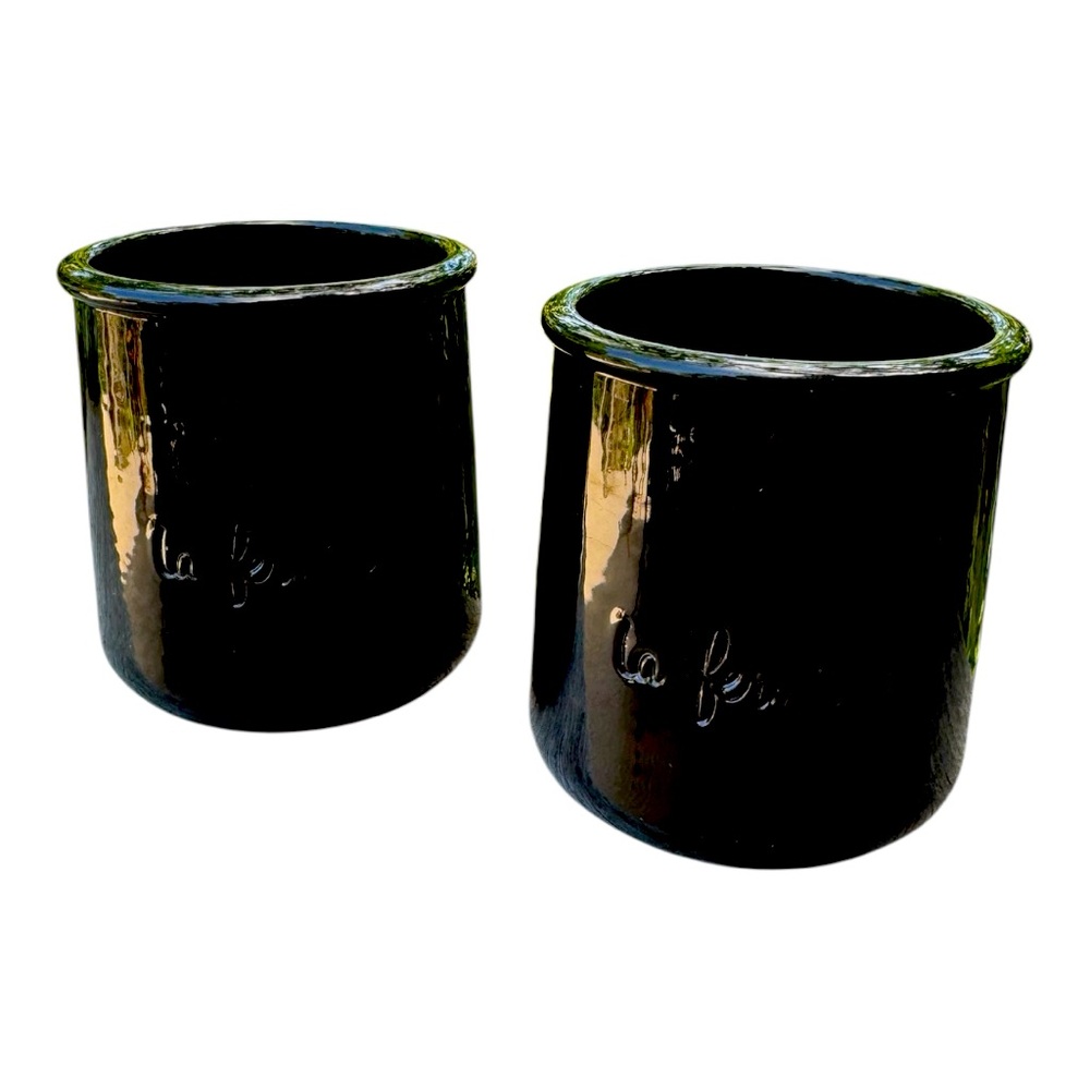 La fermiere limited edition fall/halloween black ceramic yogurt set of 2